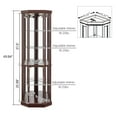 thumbnail image 2 of Lighted Glass Display Curio Cabinet with Tempered Glass Doors and Adjustable Shelves, 70" H 3-Side Wood Corner Cabinet with Bulb, Corner Curio Storage Rack for Bar and Liquor Storage, Cherry, 2 of 7