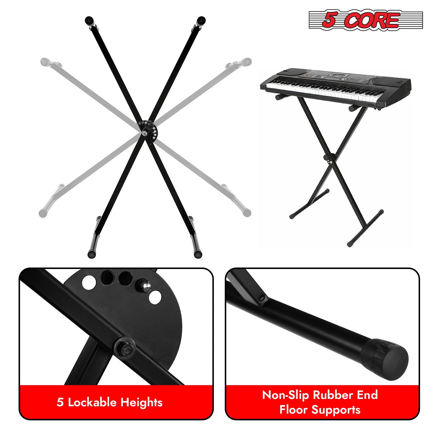 5 Core Keyboard Stand X Shape Height Adjustable Foldable Portable Key Board DJ Controller Stands