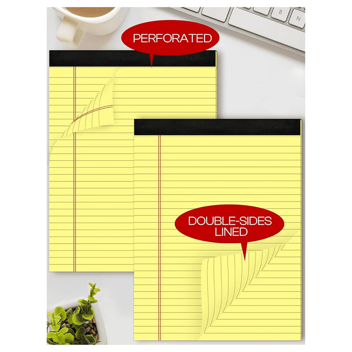 Dvruxg Note Pads Legal Pads Narrow Ruled Writing Notepads Writing Pads Micro Perforated Notebooks With Sturdy Back, Perforated Lined Paper For Office-476095