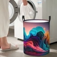 thumbnail image 5 of Fuzoiu Colorful Surreal Landscape Print Circular Hamper,Laundry Basket with Handle,Collapsible Laundry,Dirty Clothes Storage Basket,for Bedroom Bathroom Dorm Living Room-Small, 5 of 6