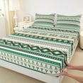 thumbnail image 3 of Manfei Vintage Boho Queen Sheet Sets,Bohemian Geometric Flat Sheet,Green Beige Queen Fitted Sheet For Adult,Breathable Home Decor,4-Piece, 3 of 7
