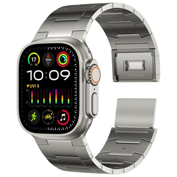 ACESTAR Bracelet Entièrement en Titane Compatible avec Apple Watch Ultra 3/2/1 49mm/ Series 10 46mm, Maillons Réglables de 26mm de Large avec Fermoir Magnétique en Titane Conn