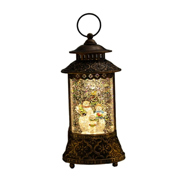 yuksok Christmas Musical Snow Globe Lantern Christma Decoration Table Centerpiece Light Snowman