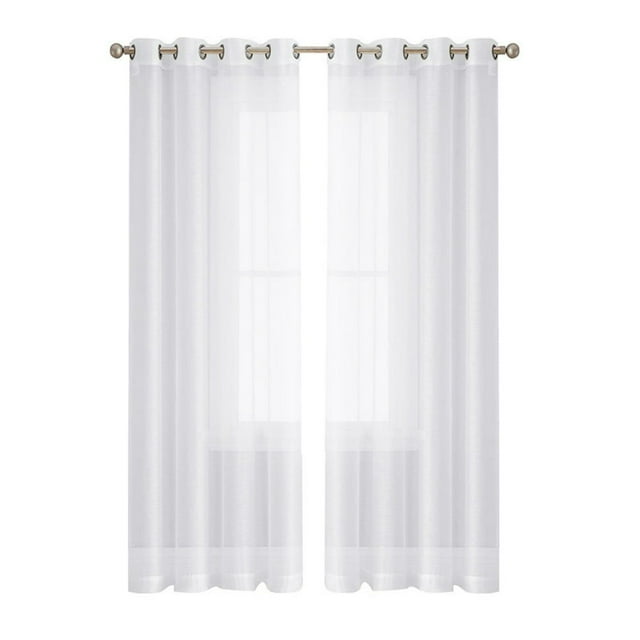 Modern Simple Pure Color Translucidus Sheer Waterproof Sunscreen And UV Proof Curtain Fashion Home Decor Window Clear Valance White 52”x72”