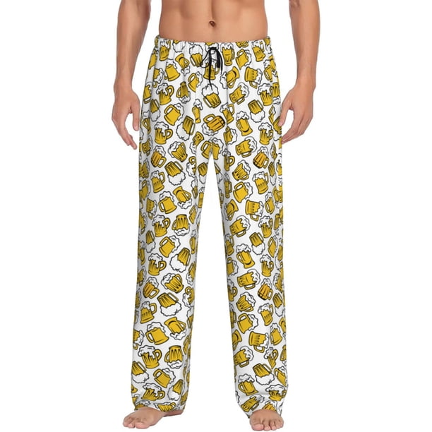 Balery Beer Pantalones de pijama para hombre, pijama ultraligero, pantalón de descanso-Large