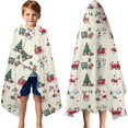 thumbnail image 3 of Beige Christmas Santa and Train Pattern Hooded Bath Towel，60"x35" for Ages 3 To 12 Kids, Quick Dry Lightweight Soft Microfiber Hood Beach Towel Cover Up for Kids, 3 of 7