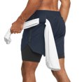 thumbnail image 3 of Pantalones cortos para correr 2 en 1 para hombre, 1 Uds., pantalones cortos ligeros para gimnasio, Yoga, entrenamiento, boxeo, deportes, con lazo para toalla Zhivalor 221580-4, 3 of 9