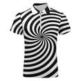 thumbnail image 4 of Black And White Op-Art Spiral Men Zipper T-shirt Summer Casual Short Sleeve T-shirt Top, 4 of 7