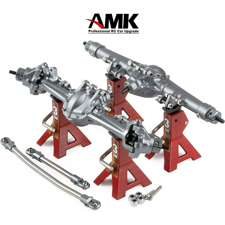 Aluminum Front & Rear Axles CNC Complete Axle Set for 1/10 RC Crawler Car  Axial SCX10 II RGT 86100 Redcat GEN8 Element Enduro CC01 (Gray Front Rear 