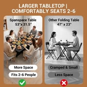 Spanspace Folding Dining Table, Drop Leaf Kitchen Table with Extra Large 53 × 31.5 Tabletop, 6 Wheels & Storage Shelf, Space Saving for Small Spaces, Black