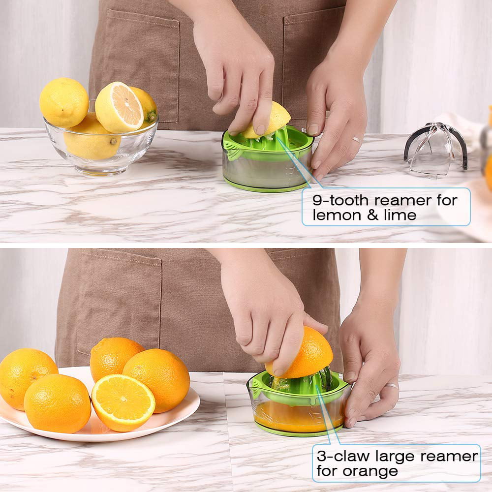 Hand Juicer Citrus Juicer Orange Lemon Squeezer Manual Lid Rotation Press Reamer with Strainer and Container Pink 