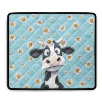 ZIATUBLES Cow Dasiy Washing Machine Dust Cover Pad Washer and Dryer Top Protector Mat for Laundry Room Kitchen Home Washable Decor Accessories, 24 x 19.7 Inch