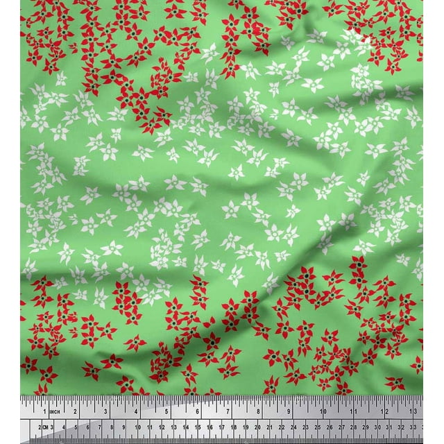 Soimoi Poly Georgette Fabric Artistic Floral Print Sewing Fabric Yard 52 Inch Wide