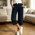 thumbnail image 5 of Tsesme Corduroy Capris for Women Drawstring Elastic Waist Cropped Trousers with Pockets Fall Loose Fits Comfy Bottom Daily Wear, 5 of 8