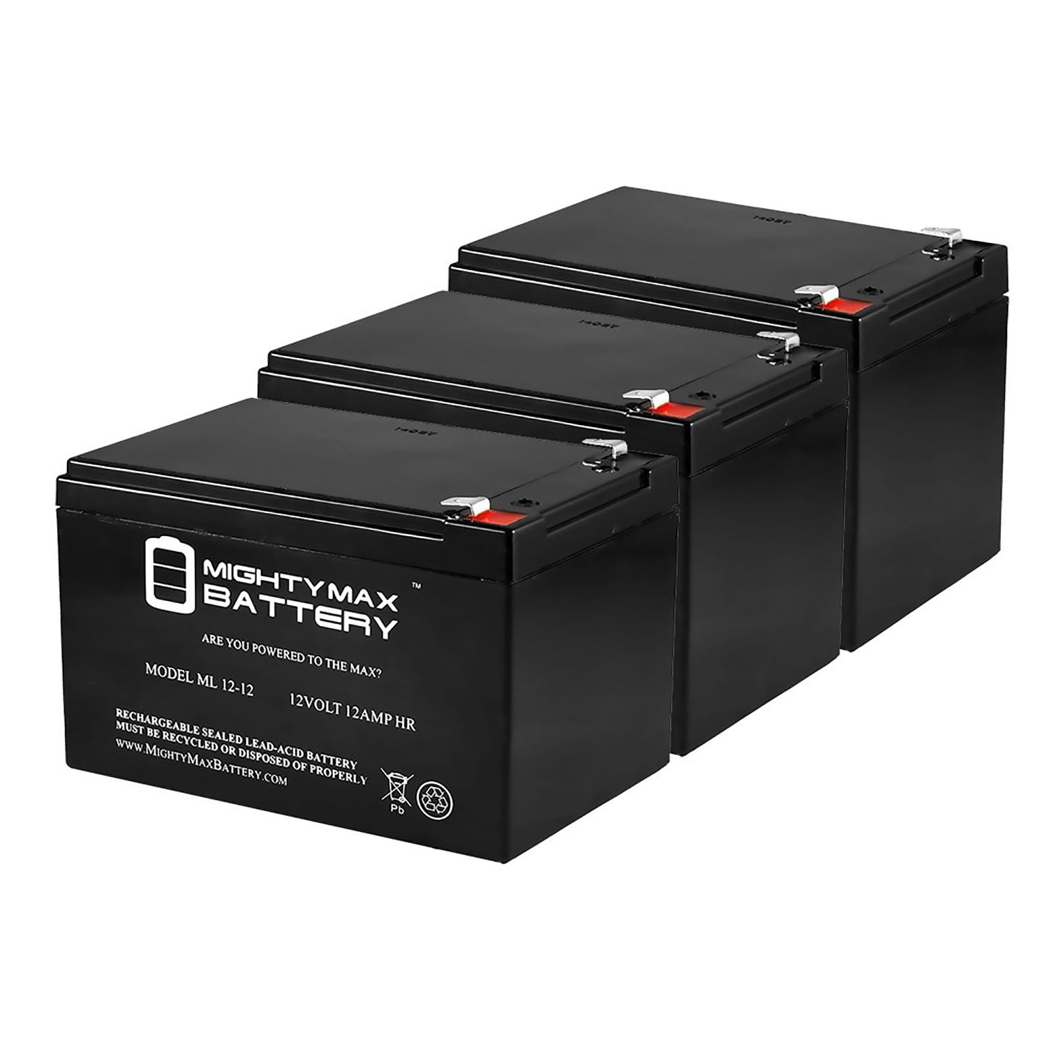 3 Pack Brand Product Mighty Max Battery 12V 12Ah F2 EVO Powerboards EVO800W 800 Watt Scooter Battery