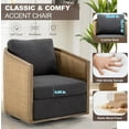 thumbnail image 3 of Tabaray Swivel Barrel Chair,Rattan Accent Chair with Arms,Cushion Back,Round Swivel Chair for Living Room,Bedroom,Office,Waiting Room (Carbon Black), 3 of 9
