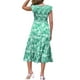 thumbnail image 3 of INSPIRAR CHIC Vestido Midi de Playa para Mujer de Verano con Estampado, Cuello en V, Cintura Elástica, Mangas con Volantes, Talla XS, Verde, 3 of 6