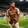 thumbnail image 4 of Men's Button Down Soccer Jersey Shirts Short Sleeve Mexico Jerseys Shirt Collared Casual Summer Beach Tops for Sports, Festival & Daily Wear, 4 of 5