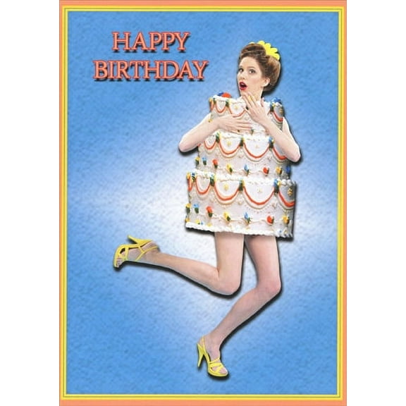 Oatmeal Studios Woman Wearing Cake Costume Funny / Humorous Birthday Card