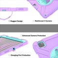 thumbnail image 4 of Kids Case for iPad Pro 11 Inch (2022/2021/2020/2018 Model), iPad Air 5/4 (10.9-Inch), Military Grade Shockproof Rugged Protective Cover with Built-in Stand/Pencil Holder Shoulder Strap, Purple Green, 4 of 12