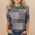 thumbnail image 2 of Drmagiyhm Wine 3/4 Sleeve Fall Shirts for Girl Size 10-12 Cute Floral Print Tshirt Casual Stylish Crewneck Shirt Kids Fall Winter Tops, Tees & Blouses 7-8 Years, 2 of 6