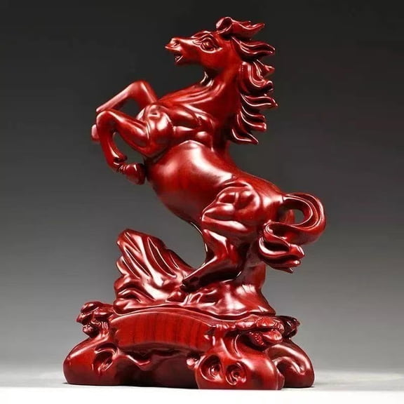 Wooden Galloping Horse Statue - Handcrafted Steed Sculpture for Home Office Decor, Success & Freedom Gift