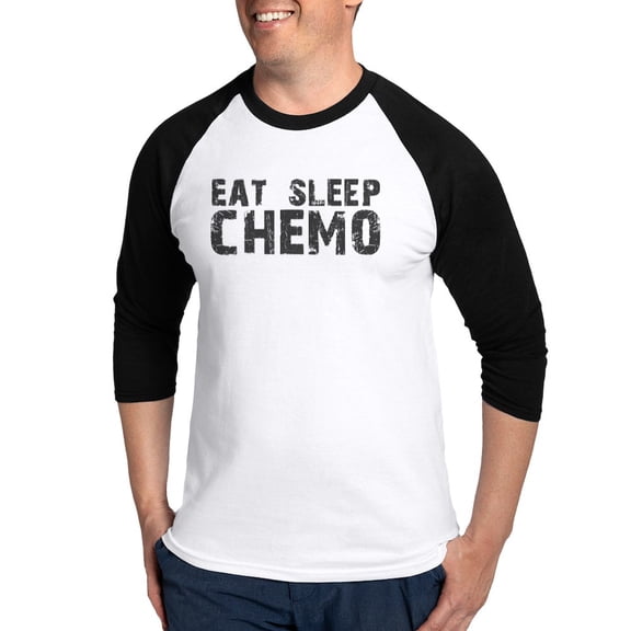 CafePress - Eat Sleep Chemo Baseball Jersey - Cotton Baseball Jersey, 3/4 Raglan Sleeve Shirt