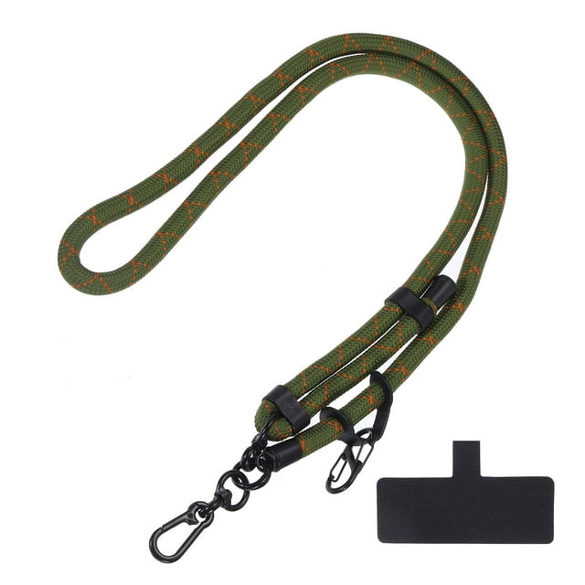 Teléfono Cordón Bandolera Poliéster Ajustable Cuello Cordón Muñeca Cordón con Cordón Parche para Inteligente Teléfono Ejército Verde con Naranja Raya 1 Paquete Unique Bargains