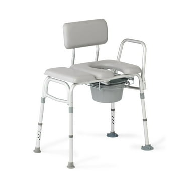 Medline Combination Transfer Aluminum Bench and Commode, 400 lb. Weight Capacity