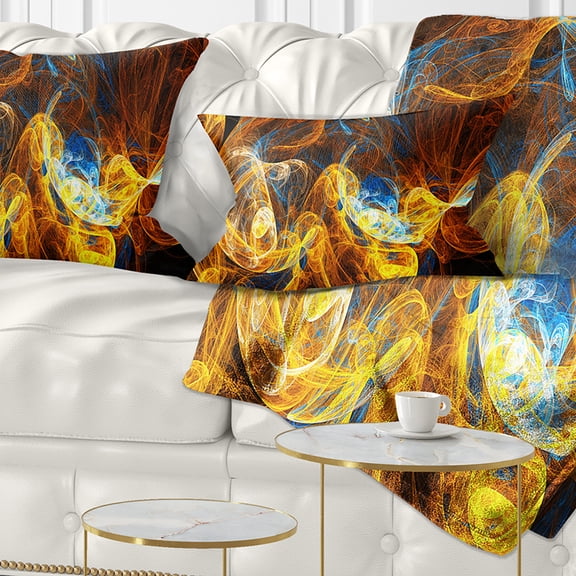 Designart Fractal Smoke Texture Orange - Abstract Throw Pillow - 12x20