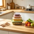 thumbnail image 5 of Linnome Set of 4 Square Food Storage Containers Bento Lunch Boxes with Airtight Lids Leakproof for Meal Prep, 5 of 6