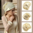 thumbnail image 2 of UTSJKR Women's Turban Cozy Cotton Lined Turban Hats Indian Turbans Metallic Hats Head Wraps African Cap for Women Gold, 2 of 5