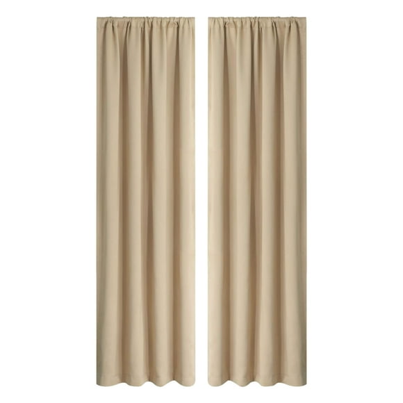 Fridja 2 Pack Blackout Curtains for Bedroom, Solid Color Thermal Drapes Overlay Room Darkening Curtains Noise Reducing Window Treatments for Living Room, Beige (1Panel, W38 x L84)