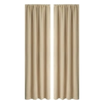 JeashCHAT 2 Panels Blackout Curtains for Bedroom and Living Room, Thermal Insulated Long Curtains Solid Color Rod Pocket Drapes Window Treatments, 84 x 38 inch, Beige