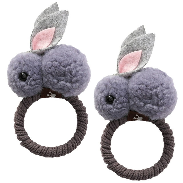 2 Pcs Attache-Cheveux Mode Élastique Mignon Rabbit Porte-Queue de Cheval Bandeau Corde à Cheveux