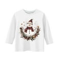 thumbnail image 3 of DxhmoneyHX Christmas Shirts for Girls Cute Snowman Graphic Tees Fall&nbsp;Winter&nbsp;Clothing Holiday Fashion Crewneck&nbsp;Sweatshirt 3/4 Sleeve Tops Size 3-4Years, 3 of 3