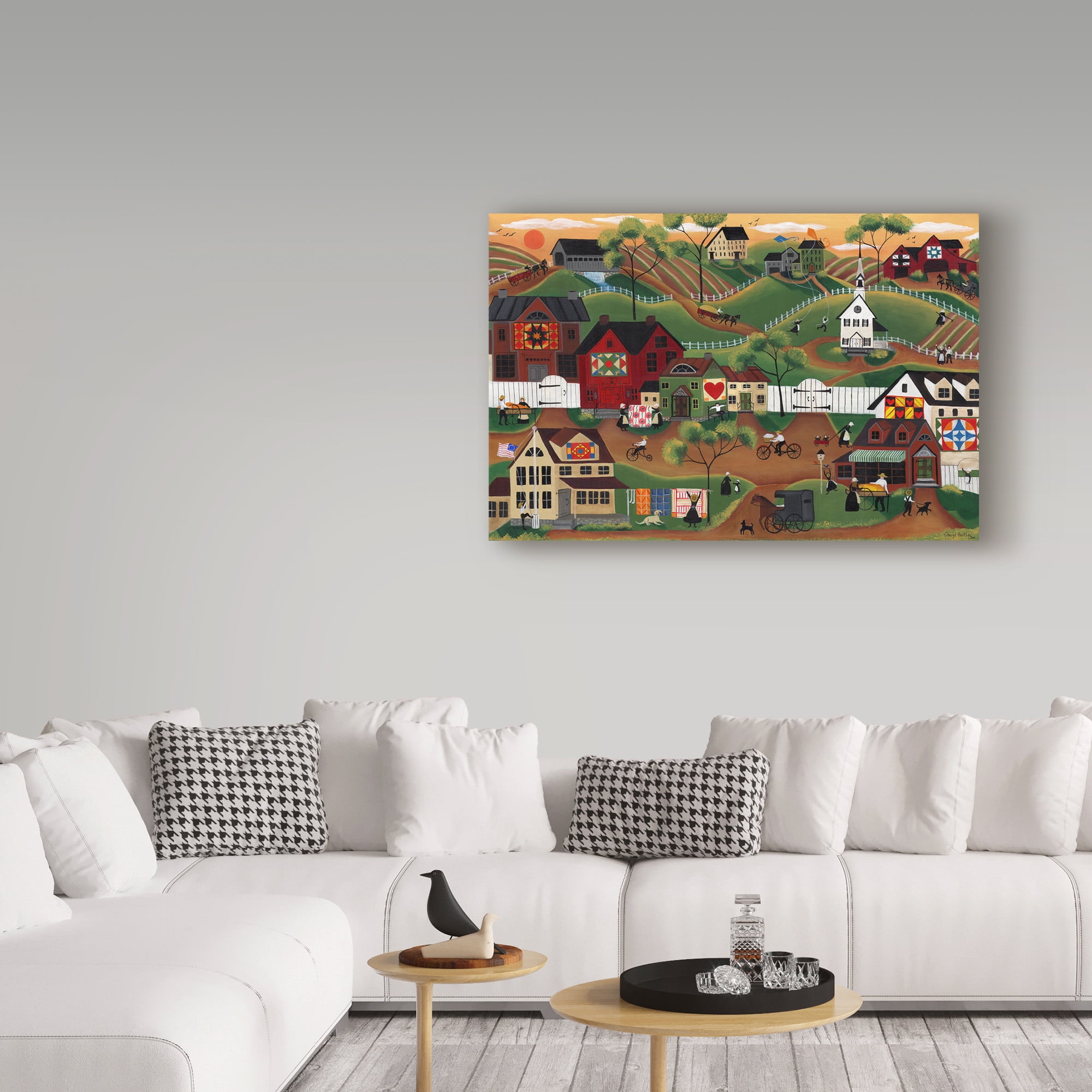 Cheryl Bartley 'Amish Quilt Village' Canvas Art