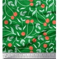 thumbnail image 1 of Soimoi Green Cotton Duck Fabric Berries Leaves Printed Fabric 1 Yard 42 Inch Wide, 1 of 3