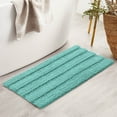 thumbnail image 3 of Subrtex Bathroom Rugs Non-Slip Chenille Soft Striped Plush Bath Mat (Light Green, 18"x48"), 3 of 8