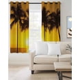 thumbnail image 2 of Coastal Coconut Tree Blackout Curtains for Bedroom Living Room Darkening Curtains 84 Inch Length 2 Panels Set Ocean Beach Palm Sea Brown Window Curtain Window Treatment Grommet Drapes 52"x84", 2 of 9