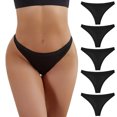 thumbnail image 4 of GHSOHS Womens Underwear Panties Womens Panties Pack Sexy Thongs Women's Cotton Panties Underwear Pack of 5 Pieces Underpants Solid Patchwork Color Bikini Briefs Knickers Gift Hipster Panty Black ,XL, 4 of 9