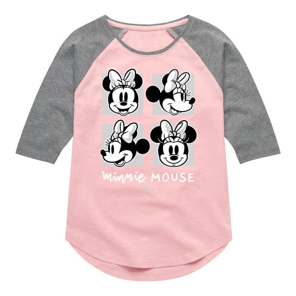 Disney - Mickey & Friends - Minnie Mouse's Expressions - Toddler And Youth Girls Raglan Graphic T-Shirt