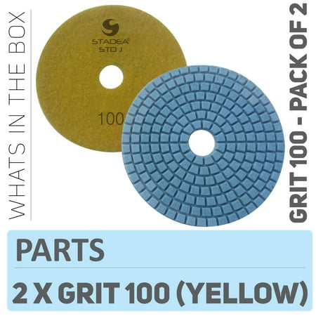 Granite Top Insert - Stadea PPW120D Diamond Sanding Pads 4 Inch - For Concrete Terrazzo Marble Stone Granite Countertop Floor Wet Polishing, Grit 100 - Pack of 2