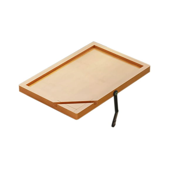 L Sofa Armrest Tray, Wooden Couch Side Table For Drinks Snacks, Beige Finish With Non-Slip Base For Living Room