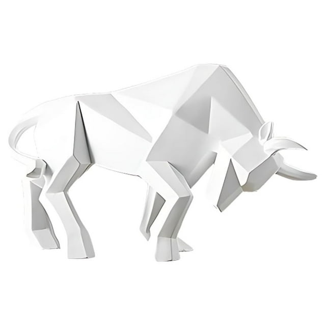 Youkk Non-toxic Resin Made Bull Statue Smooth Line And Round Edge Meaningful Gift For New Year Wishes white