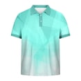 thumbnail image 7 of Men's Gradient Geometric Print T-Shirt, Short Sleeve Slim Fitting Button Tops Moisture-Wicking Sports Golf Tee Everyday Wear Green 4XL, 7 of 7