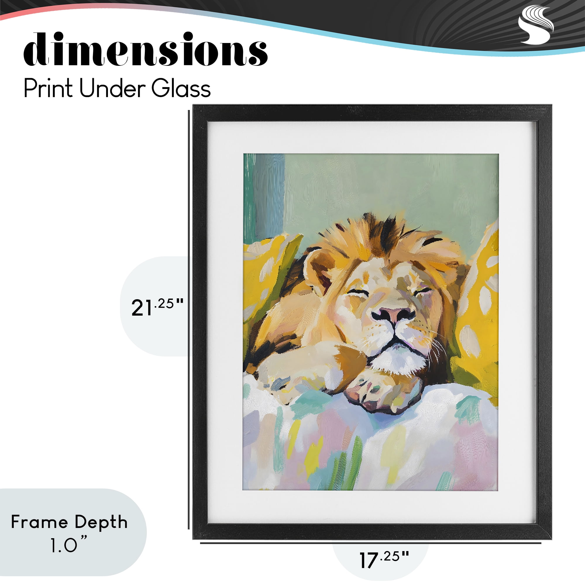 Stupell Industries Sleeping Lion on Pastel Pillows Black Framed Print Under Glass, design by The Prints Vibe
