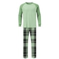 thumbnail image 5 of Yievot Mens Pajama Set Crew Neck Long Sleeve Sleepwear and Plaid Sleep Pants 2 Piece Loungewear with Pockets Soft Comfy Nightwear, 5 of 7