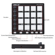 WORLDE MIDI Pad Beat Maker, USB MIDI Keyboard Controller With 16 Drum Pads for Beginner, 6 Assignable Knobs, Note Repeat  Level Buttons for Beginner Music Making
