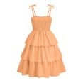 thumbnail image 3 of mgoYE Girls Spaghetti Strap Ruffled Swing Dress for Teen Tween Formal Prom Back to School Homecoming Dance Casual(Orange,5-6 Years), 3 of 5